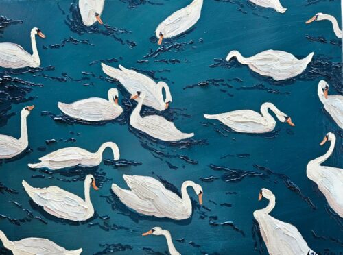 Swans in quiet motion